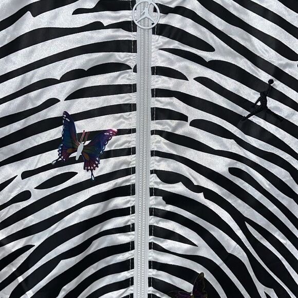 Jordan Butterfly Thumb Finger print Jumpman Black White Zipper Varsity Jacket M - Picture 3 of 13